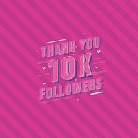 Thank you 10k Followers celebration Greeting card for 10000 social followers vector