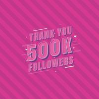 gracias 500k seguidores tarjeta de felicitación de celebración para 500000 seguidores sociales vector