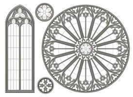 vidriera medieval gótica vector