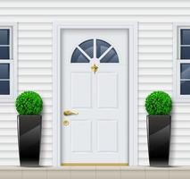 House door front with doorstep and steps window Vector Image