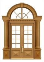 Classic arched window of wood vector