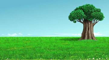 Old oak tree on a green field landscape vector