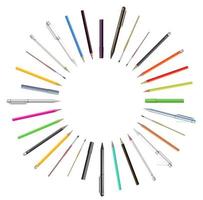 Pens and pencils in circle design vector