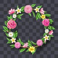 Tree twig laurel wreath with roses vector