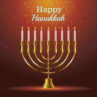 happy hanukkah celebration card with candelabrum vector