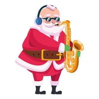 lindo santa claus tocando el saxofón personaje vector