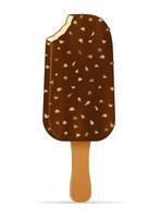 ice cream in chocolate glaze on stick stock vector illustration isolated on white background