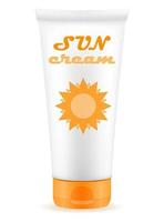 sun cream lotion sunblock suntan in a plastic container packaging stock vector illustration isolated on white background