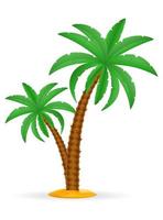 Palmera y accesorios para la ilustración de vector de stock de descanso aislado sobre fondo blanco