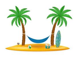 palm tree and accessories for rest stock vector illustration isolated on white background