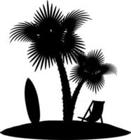 Palmera y accesorios para la ilustración de vector de stock de descanso aislado sobre fondo blanco