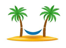 palm tree and accessories for rest stock vector illustration isolated on white background