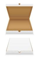 Caja de pizza de cartón plantilla vacía stock vector ilustración aislada sobre fondo blanco
