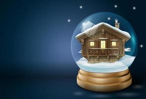 Alpine house in snowglobe vector