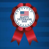happy veterans day celebration with lettering and flag in medal vector