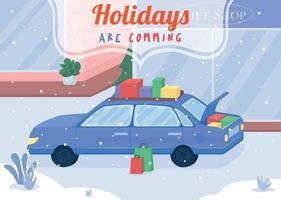 Holidays are coming poster flat vector template