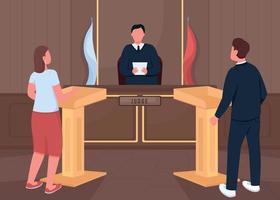 Courthouse procedure flat color vector illustration