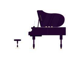 Grand black piano flat color vector object