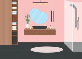 Pink luxury bathroom flat color vector illustration