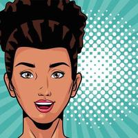 joven mujer afro personaje de cabeza estilo pop art vector