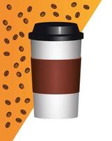 coffee break poster with plastic pot and seeds vector