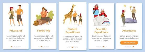 Adventure onboarding mobile app screen vector template