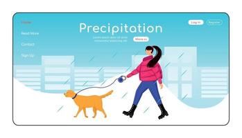 Precipitation landing page flat color vector template