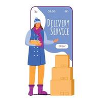 Delivery service cartoon smartphone vector app screen