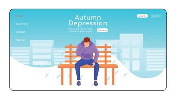 Autumn depression landing page flat color vector template