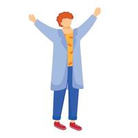 Happy science student in lab coat flat vector illustration