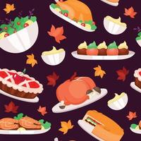 Thanksgiving day flat vector seamless pattern