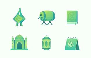 Ketupat and Ramadan Icon Set vector