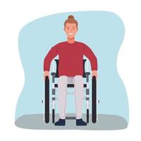 man in wheelchair character icon vector