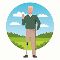 man with leg prosthesis character vector