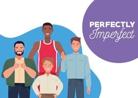 perfectly imperfect people group characters with lettering scene vector