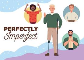 perfectly imperfect people group characters with colors background vector