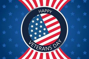 happy veterans day lettering in button with stars background vector