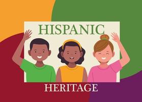 national hispanic heritage celebration with lettering and people vector