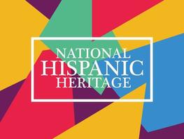 national hispanic heritage label in multicolor background vector