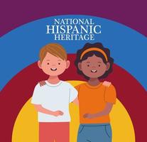 national hispanic heritage celebration with interracial couple characters vector