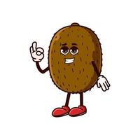 Cute Kiwi Fruit character with cool emoji and show gesture OK vector