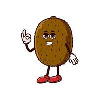 Cute Kiwi Fruit character with cool emoji and show gesture OK vector