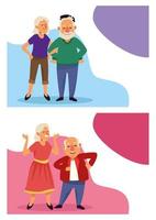 old couples active seniors characters vector