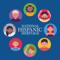 national hispanic heritage celebration with people around vector