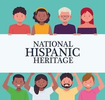 national hispanic heritage celebration with diversity people characters vector