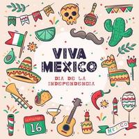 Great collection hand drawn Viva mexico