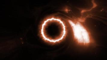 boucle vol spatial mysteriou trou noir orange gaz nuage