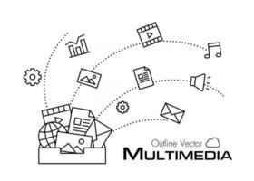 Multimedia box  outline style vector