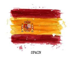 Watercolor painting flag of Spain  Vector