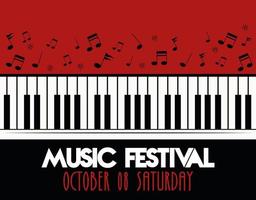 music festival poster with piano instrument musical and lettering vector